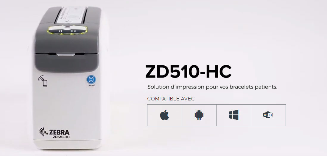 Imprimante ZEBRA ZD510-HC pour bracelets patients ou évenementiels